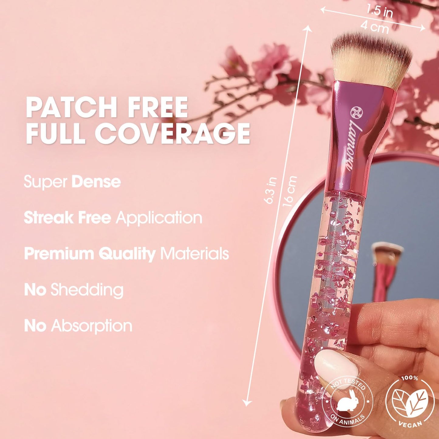 Make Up Brush Foundation Kabuki Flat Top - Perfect For Blending Liquid, Cream or Flawless Powder Cosmetics - Buffing, Stippling, Concealer - Premium Quality Synthetic Dense Bristles!