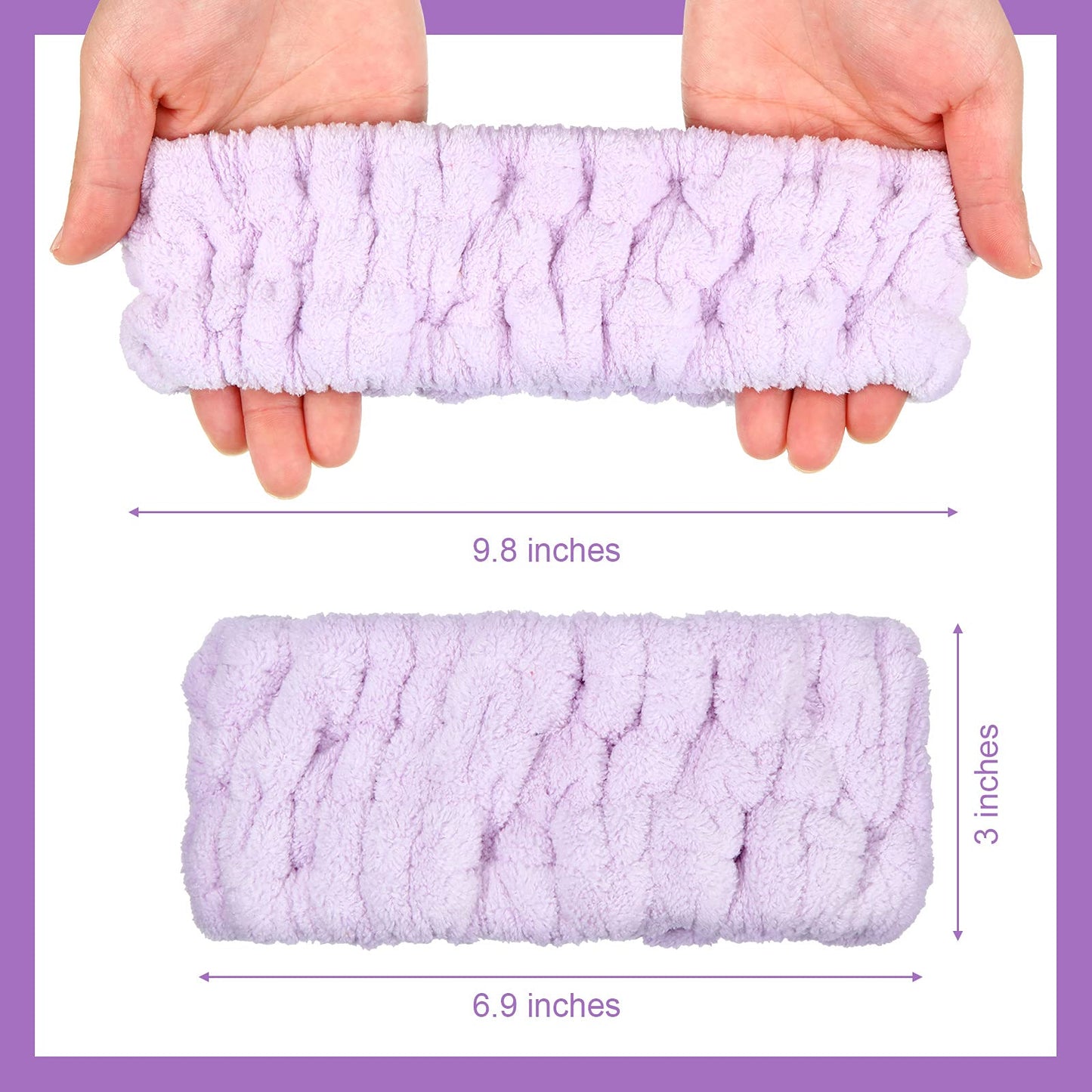 Chuangdi 3 Pieces Spa Headband for Women Facial Makeup Headband Soft Terry Cloth Hairband for Washing Face Mask Spa Shower Gifts(Light Orange, Light Purple, Light Green)