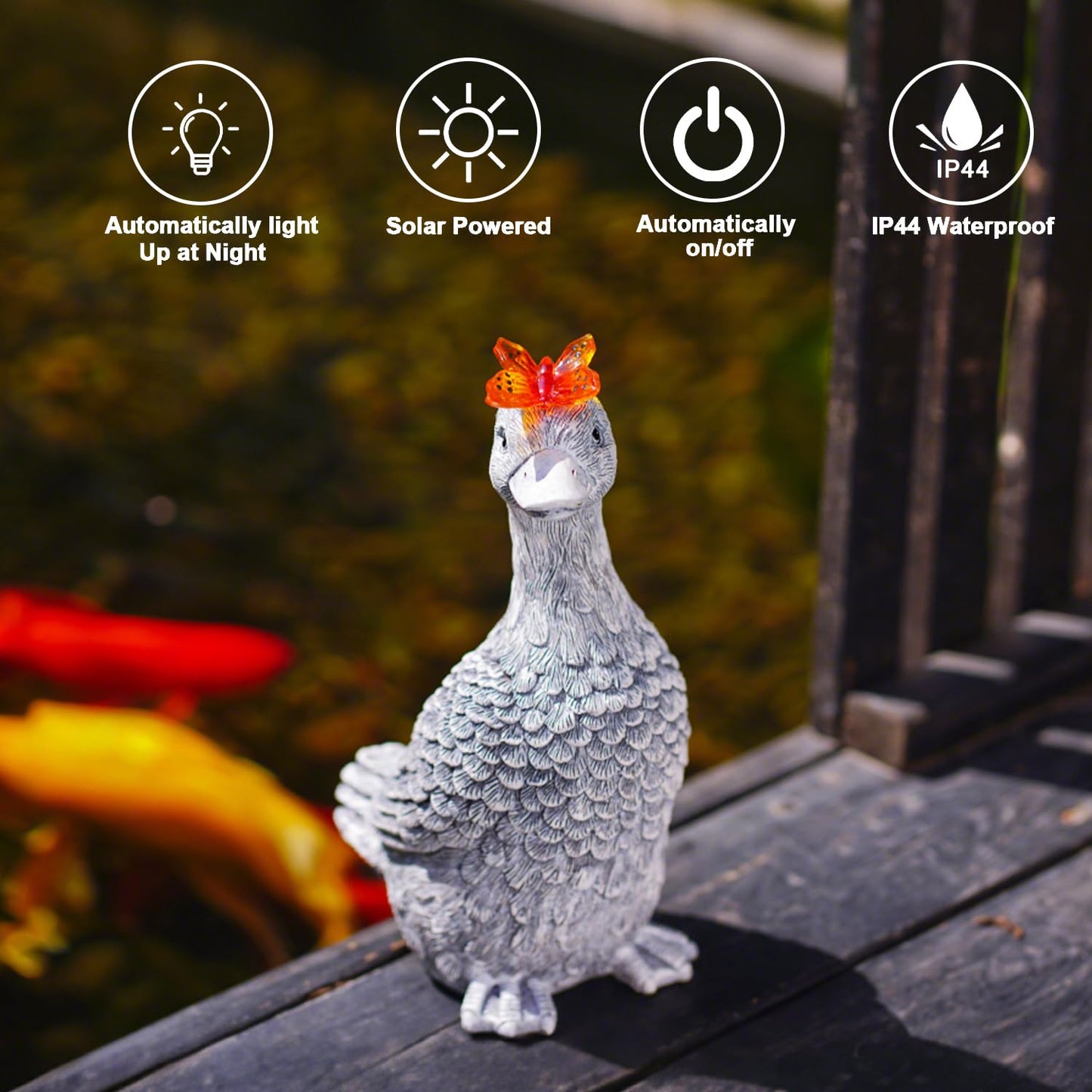 Dog Garden Ornaments With Solar Butterfly - Unique Gifts for Women Mum Men - Outdoor Puppy Decor for Patio Yard Lawn Balcony Resin Waterproof Sculpture