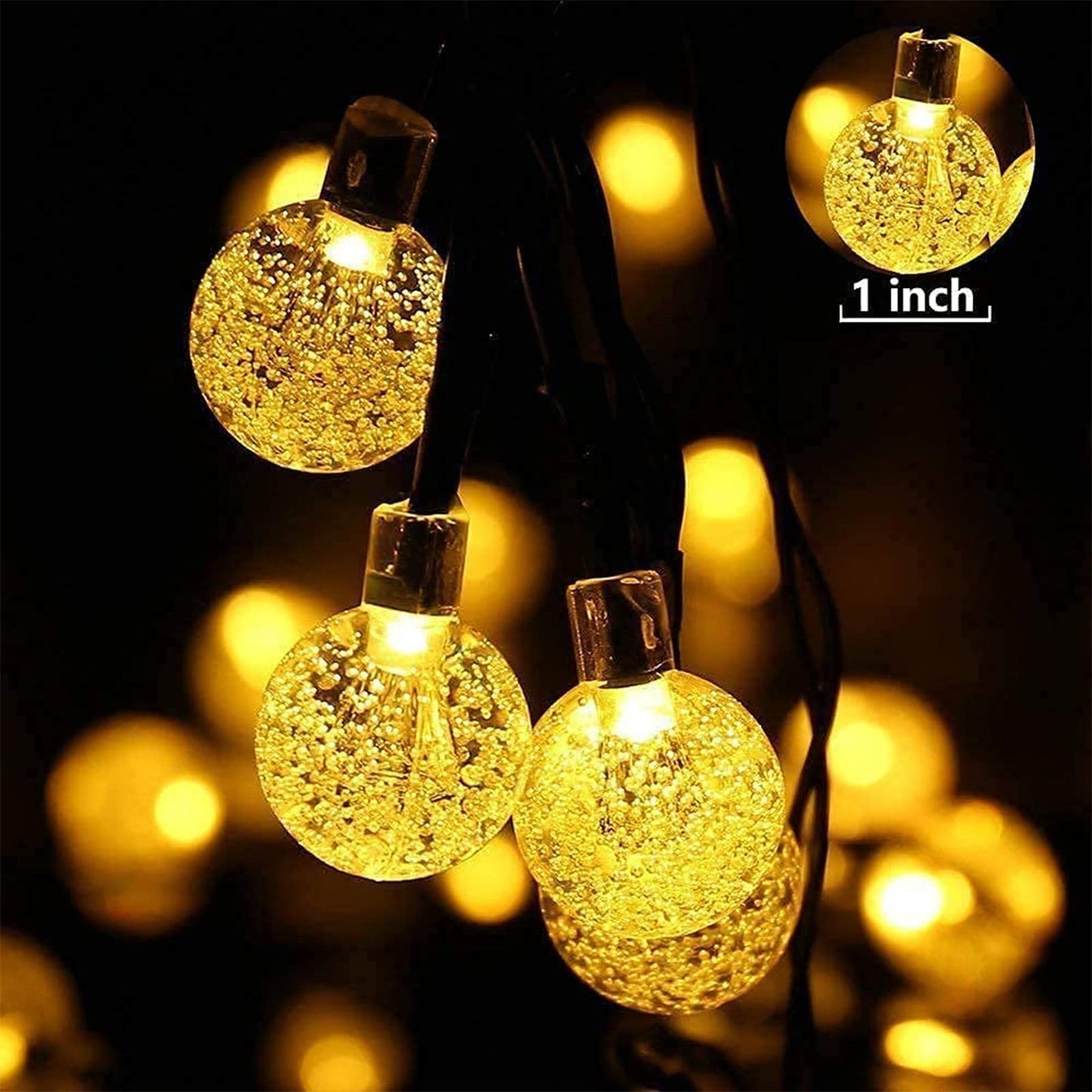 Solar Garden Lights Outdoor, 36ft 60 LED Solar String Lights Waterproof, Solar Powered Crystal Ball Indoor/Outdoor Fairy Lights Decorative for Garden, Patio, Yard, Festival, Parties (White)
