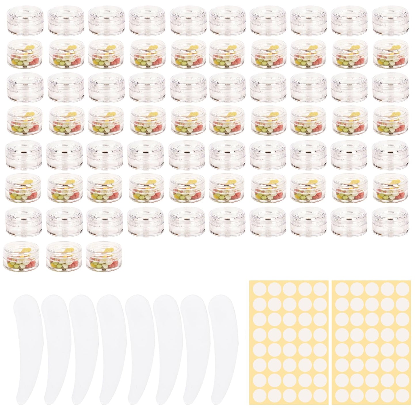 73 Pcs Empty sample pots,5g/5ml cosmetic pots,sample pot with lid cosmetic pot,travel pots for cream,cosmetic containers small pots with lids,For Various Cosmetic Products, Samples,Eye Shadow Lip Balm