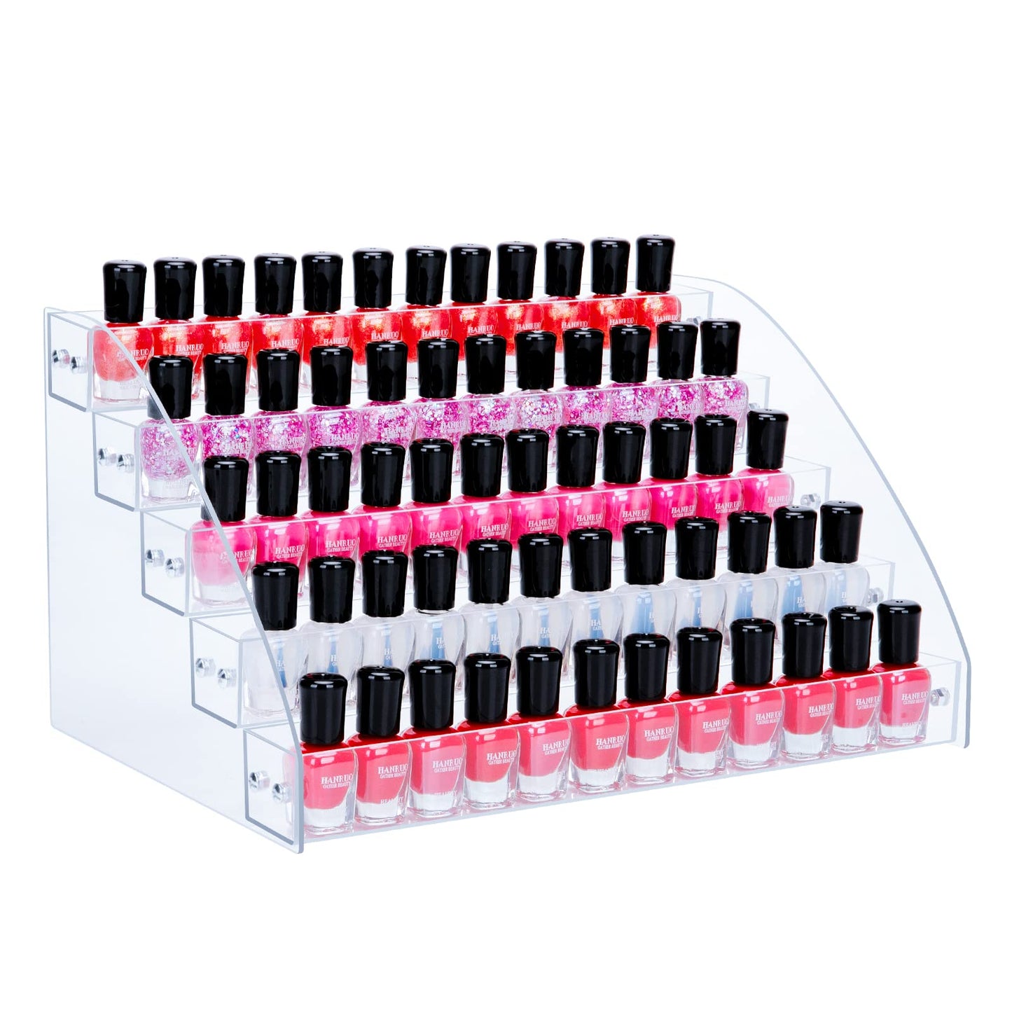 KINGROW Nail Polish Organizer Holder Rack 6 Layers Acrylic Display Rack Eyeglasses Shelf Essential Oils Ink Storage Holds Up to 96 (Fit 1-2oz Bottles)