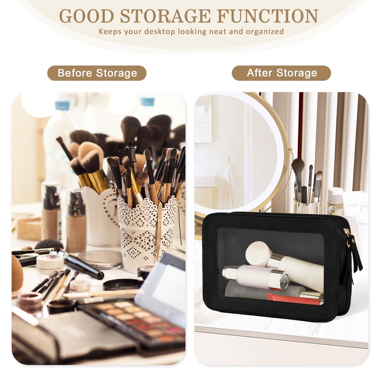 Clear Makeup Bag Travel Toiletries Bags for Women Cosmetic Bags with Double Zippers Waterproof Small Makeup Bag for Ladies Girls