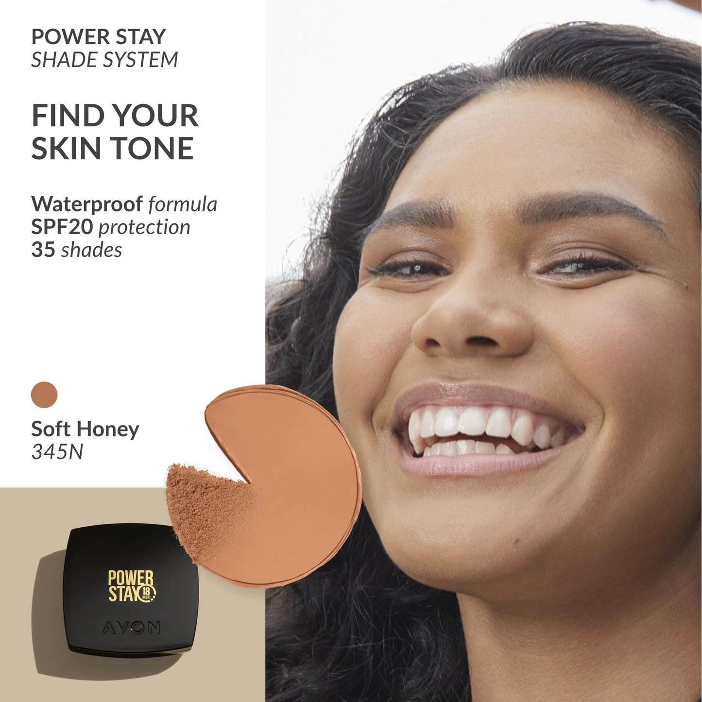 Avon True Flawless Cream To Powder Compact 3-in-1 Concealer, Foundation & Powder Nude - True Blue IQ Colour Technology