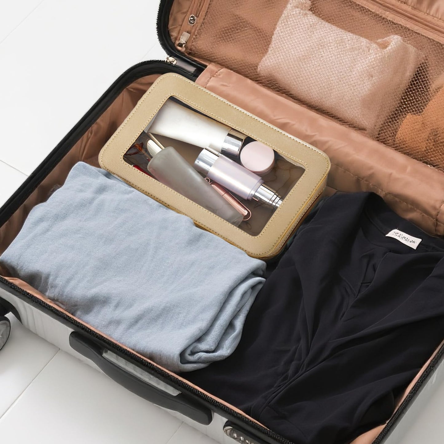 Clear Makeup Bag Travel Toiletries Bags for Women Cosmetic Bags with Double Zippers Waterproof Small Makeup Bag for Ladies Girls