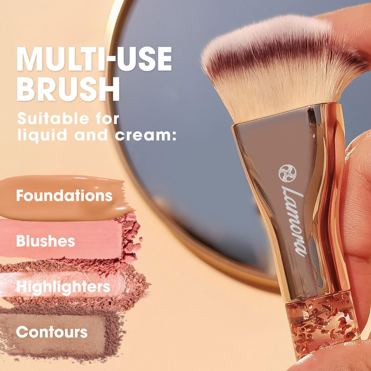 Make Up Brush Foundation Kabuki Flat Top - Perfect For Blending Liquid, Cream or Flawless Powder Cosmetics - Buffing, Stippling, Concealer - Premium Quality Synthetic Dense Bristles!