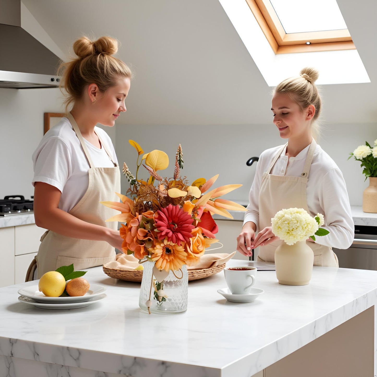 Artificial Flowers With Vase Faux Hydrangea Flower Arrangements for Home Garden Party Wedding Decoration