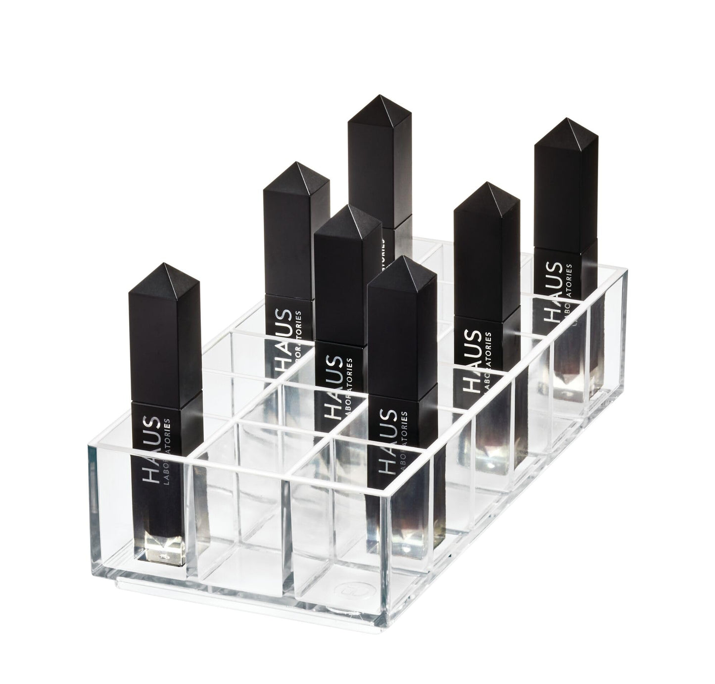 iDesign Storage Drawer from the Signature Series by Sarah Tanno, Rectangular PET Makeup Tray for Beauty Products, Cosmetic Organiser System, Clear/Matte White, 10.2 cm x 20.3 cm x 5 cm