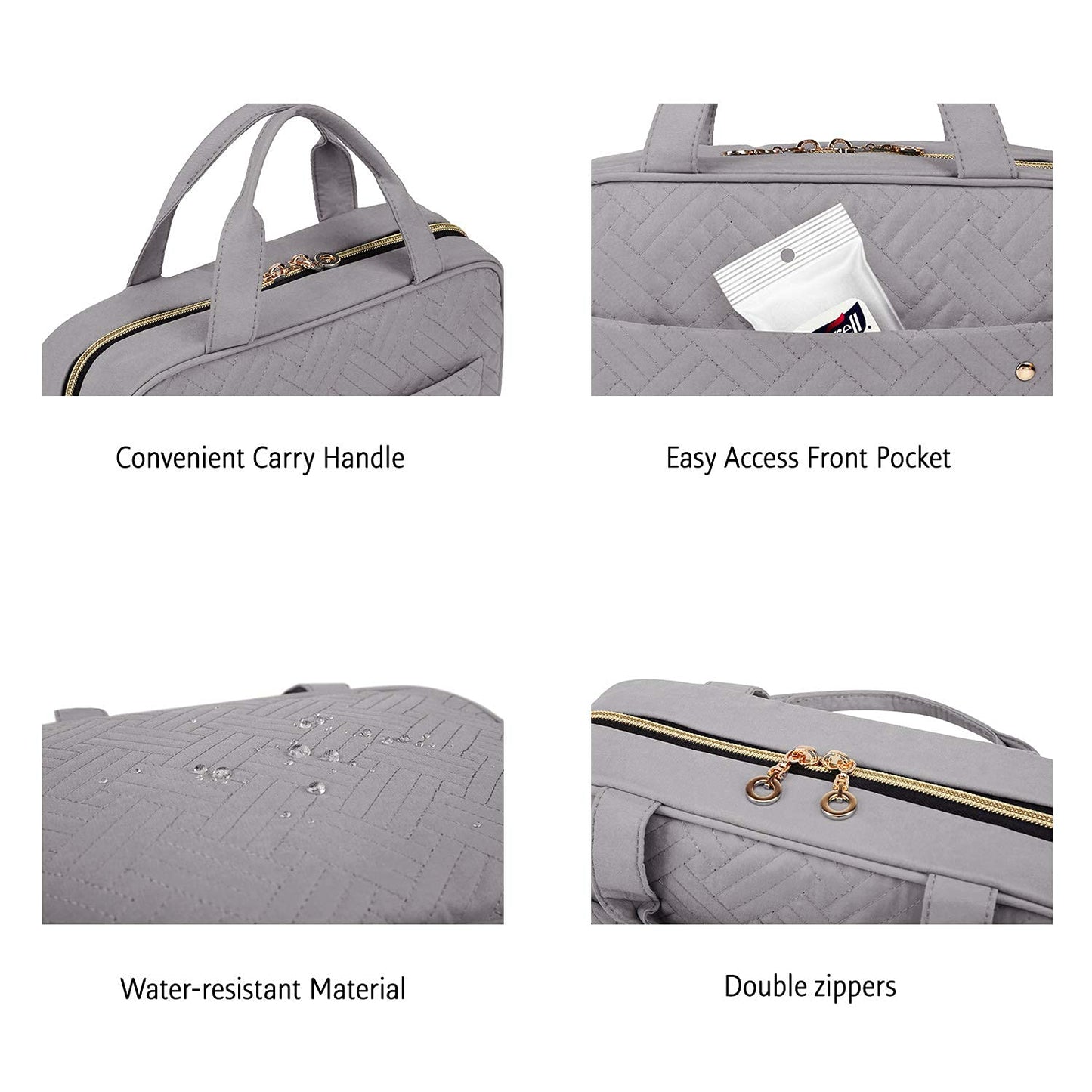 BAGSMART Large Hanging Toiletry Bag Travel Toiletry Bag Cosmetic Bag for Women, Black-Size L