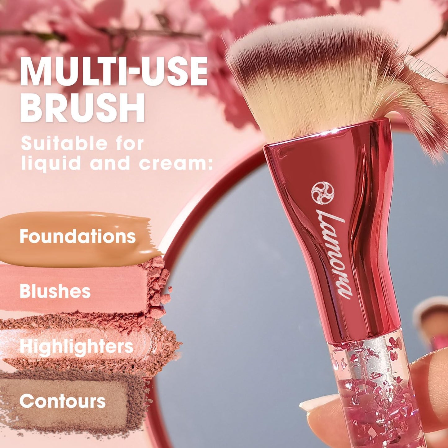 Make Up Brush Foundation Kabuki Flat Top - Perfect For Blending Liquid, Cream or Flawless Powder Cosmetics - Buffing, Stippling, Concealer - Premium Quality Synthetic Dense Bristles!