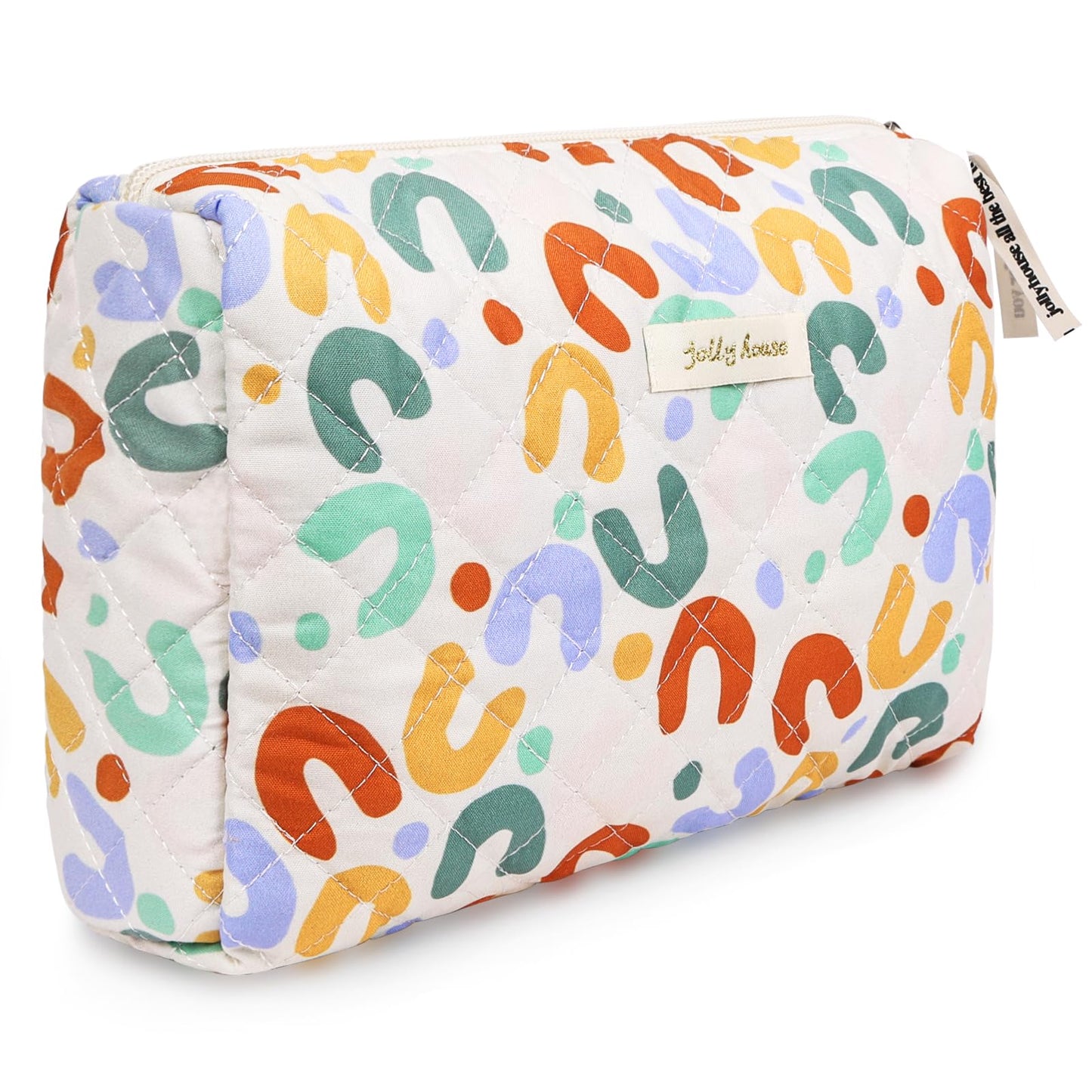 Aucuu Cotton Makeup Bag, Portable Travel Cosmetic Bag, Large Capacity Floral Toiletry Bags, Quilted Wash Bags Organizer for Women Girls