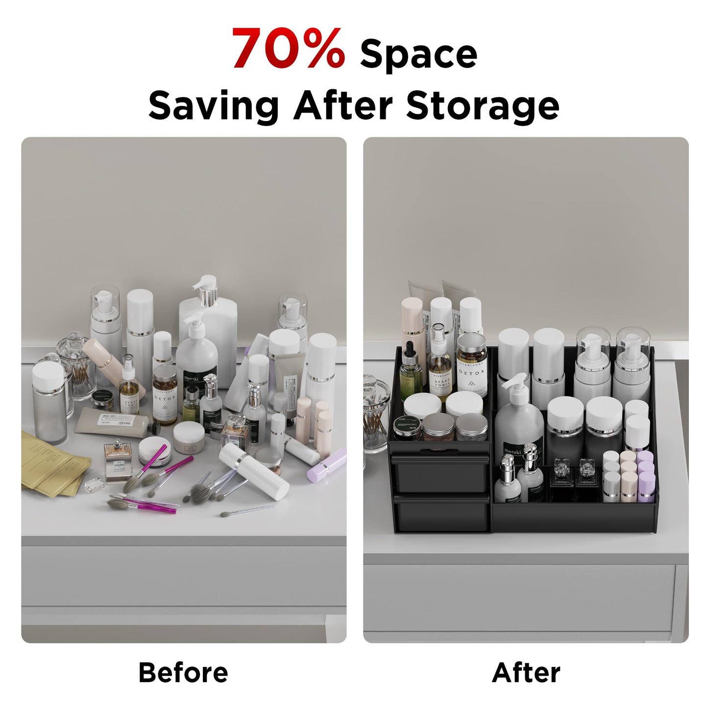 Makeup Organizer Storage Drawers, Large Capacity Cosmetic Organisers for Lipsticks, Jewelry, Nail Care, Skincare Organiser for Vanity, Ideal Desk Organizer for Dresser and Bathroom