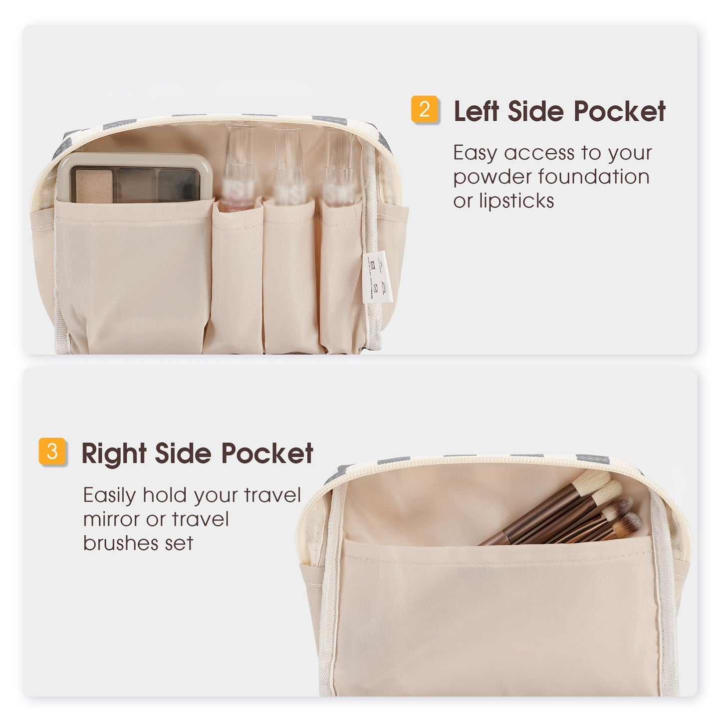 Large Makeup Bag Zipper Pouch Travel Cosmetic Organizer for Women (Mint Green Checkerboard, Large)