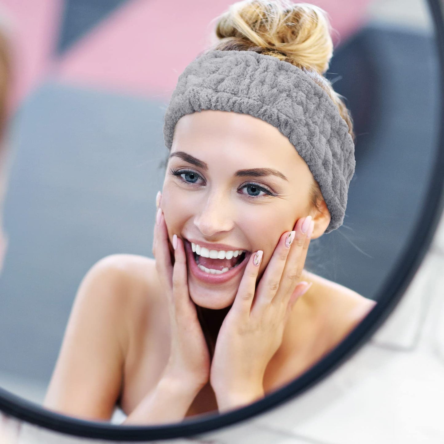 Chuangdi 3 Pieces Spa Headband for Women Facial Makeup Headband Soft Terry Cloth Hairband for Washing Face Mask Spa Shower Gifts(Light Orange, Light Purple, Light Green)