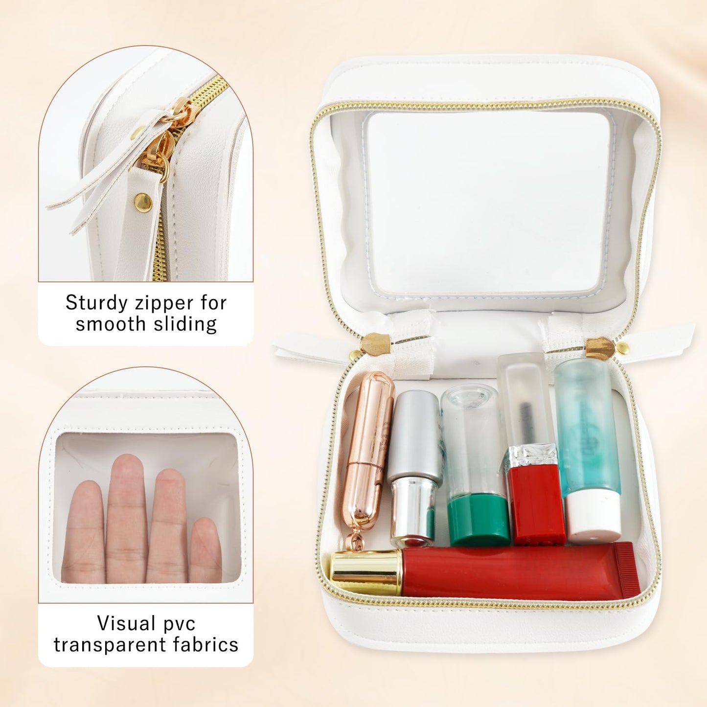 Clear Makeup Bag Travel Toiletries Bags for Women Cosmetic Bags with Double Zippers Waterproof Small Makeup Bag for Ladies Girls