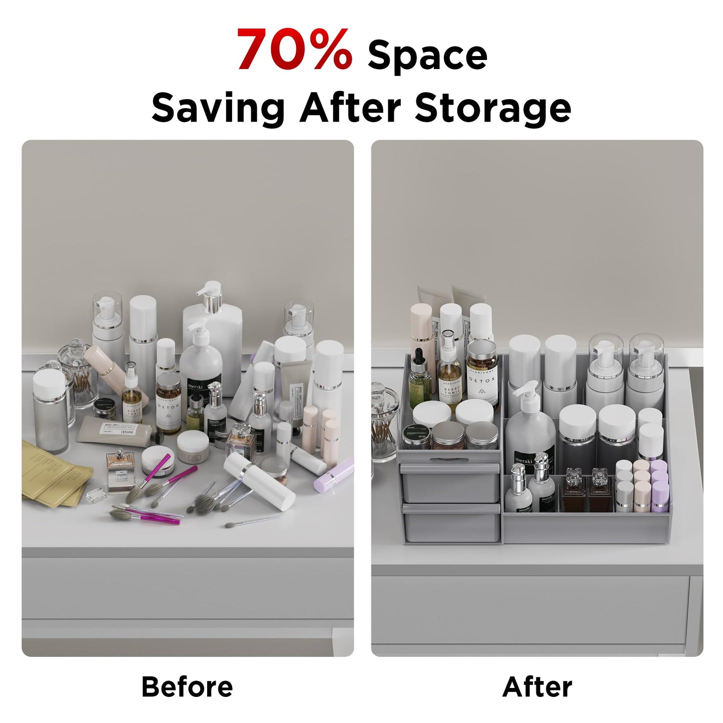 Makeup Organizer Storage Drawers, Large Capacity Cosmetic Organisers for Lipsticks, Jewelry, Nail Care, Skincare Organiser for Vanity, Ideal Desk Organizer for Dresser and Bathroom