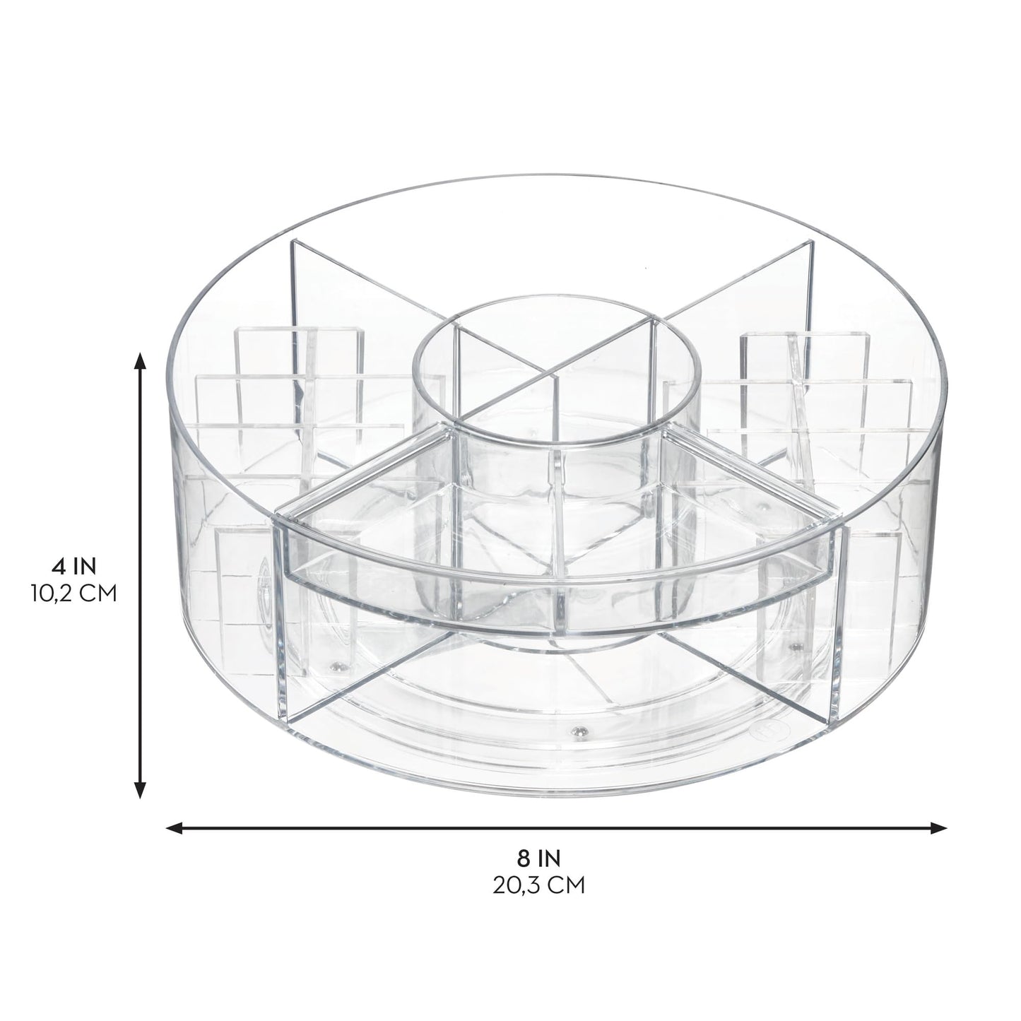 iDesign Storage Drawer from the Signature Series by Sarah Tanno, Rectangular PET Makeup Tray for Beauty Products, Cosmetic Organiser System, Clear/Matte White, 10.2 cm x 20.3 cm x 5 cm