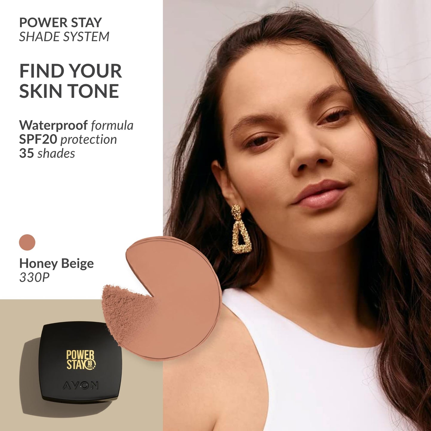 Avon True Flawless Cream To Powder Compact 3-in-1 Concealer, Foundation & Powder Nude - True Blue IQ Colour Technology