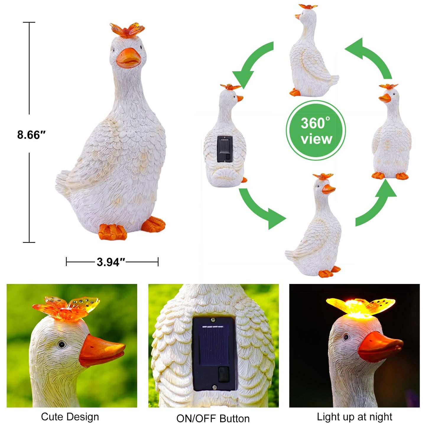 Dog Garden Ornaments With Solar Butterfly - Unique Gifts for Women Mum Men - Outdoor Puppy Decor for Patio Yard Lawn Balcony Resin Waterproof Sculpture