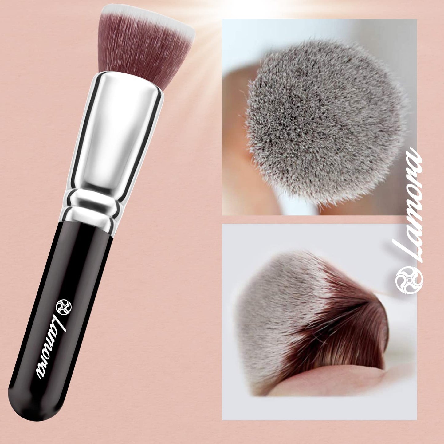 Make Up Brush Foundation Kabuki Flat Top - Perfect For Blending Liquid, Cream or Flawless Powder Cosmetics - Buffing, Stippling, Concealer - Premium Quality Synthetic Dense Bristles!