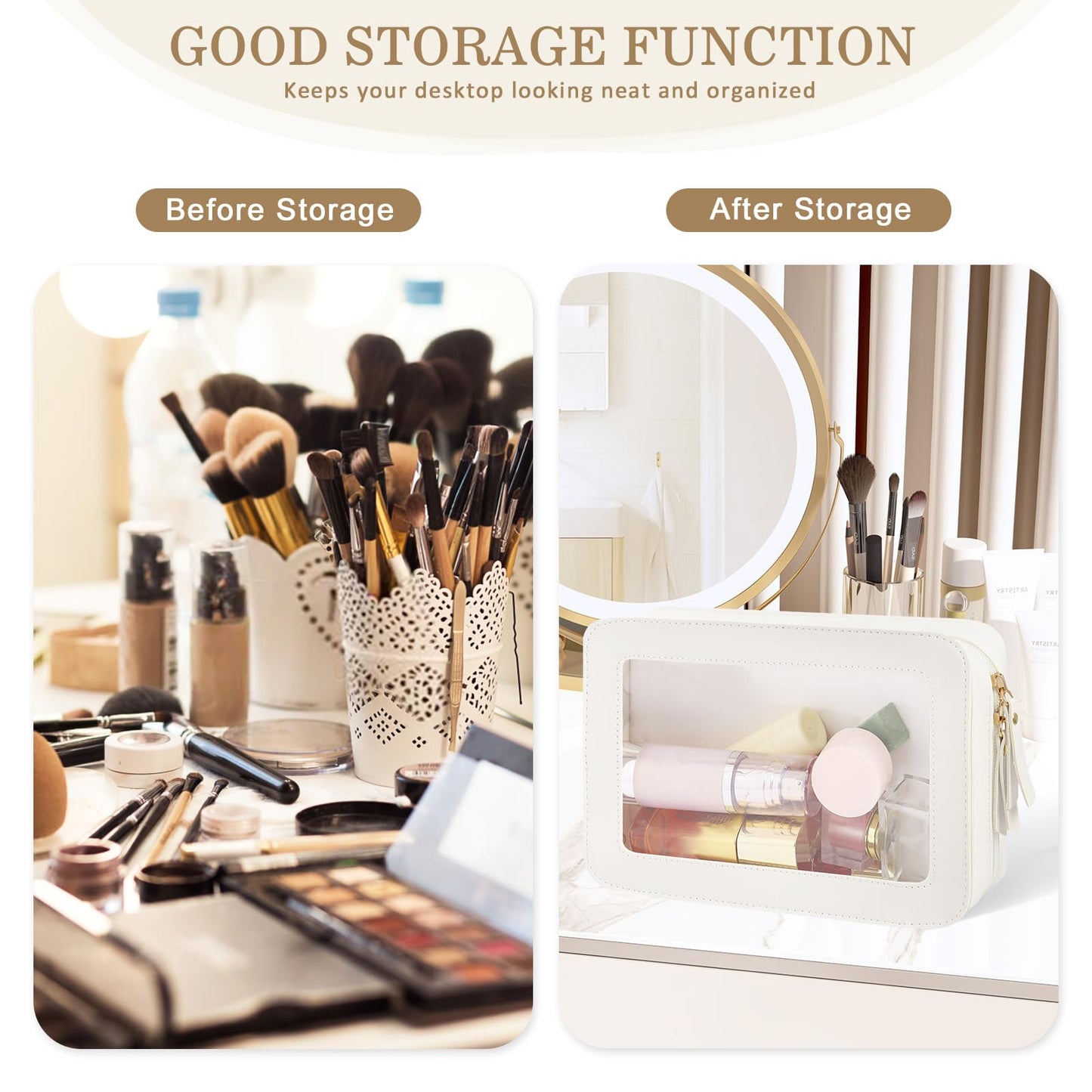 Clear Makeup Bag Travel Toiletries Bags for Women Cosmetic Bags with Double Zippers Waterproof Small Makeup Bag for Ladies Girls