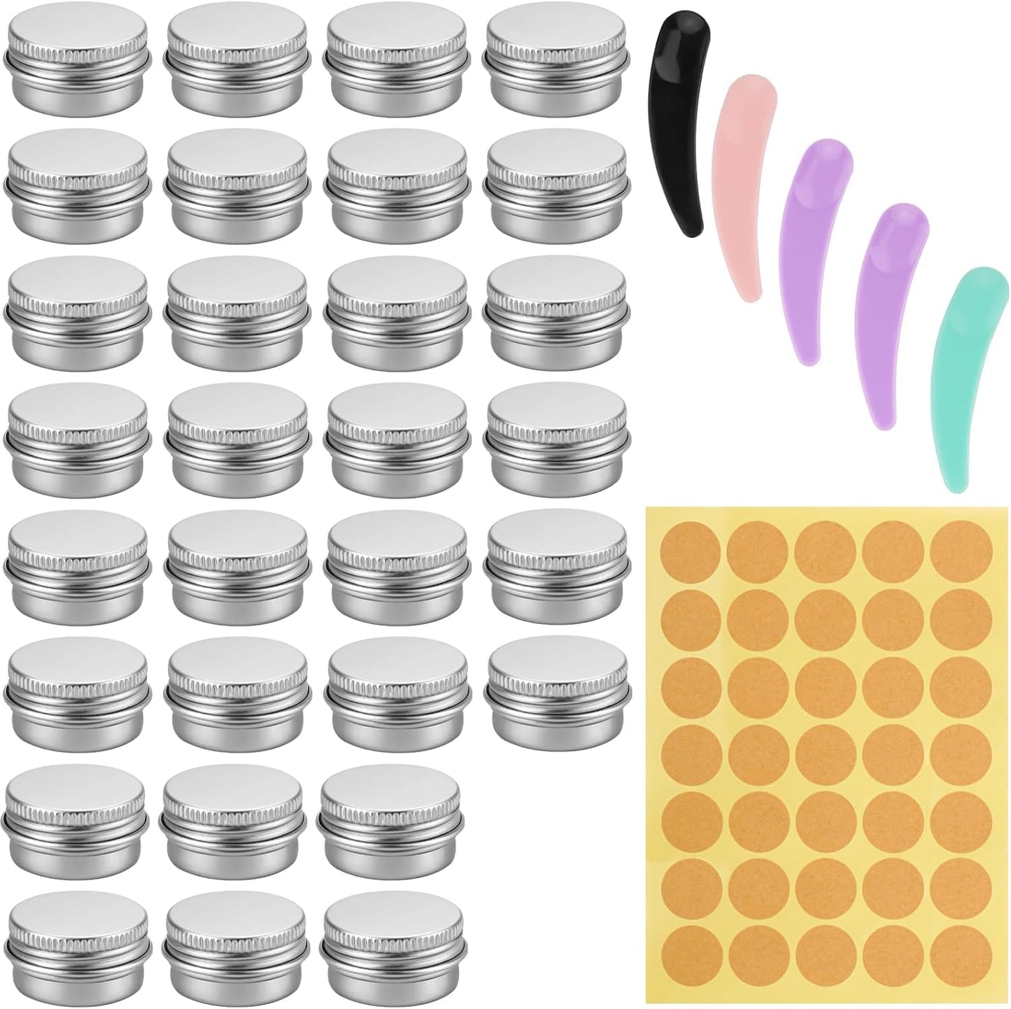 Sebudion 30Pcs 5ml Aluminum Cosmetic Pots with Leak-Proof Screw Lids,Travel Sample Containers,Portable Mini Storage Jars for Lip Balm, Creams and Makeup