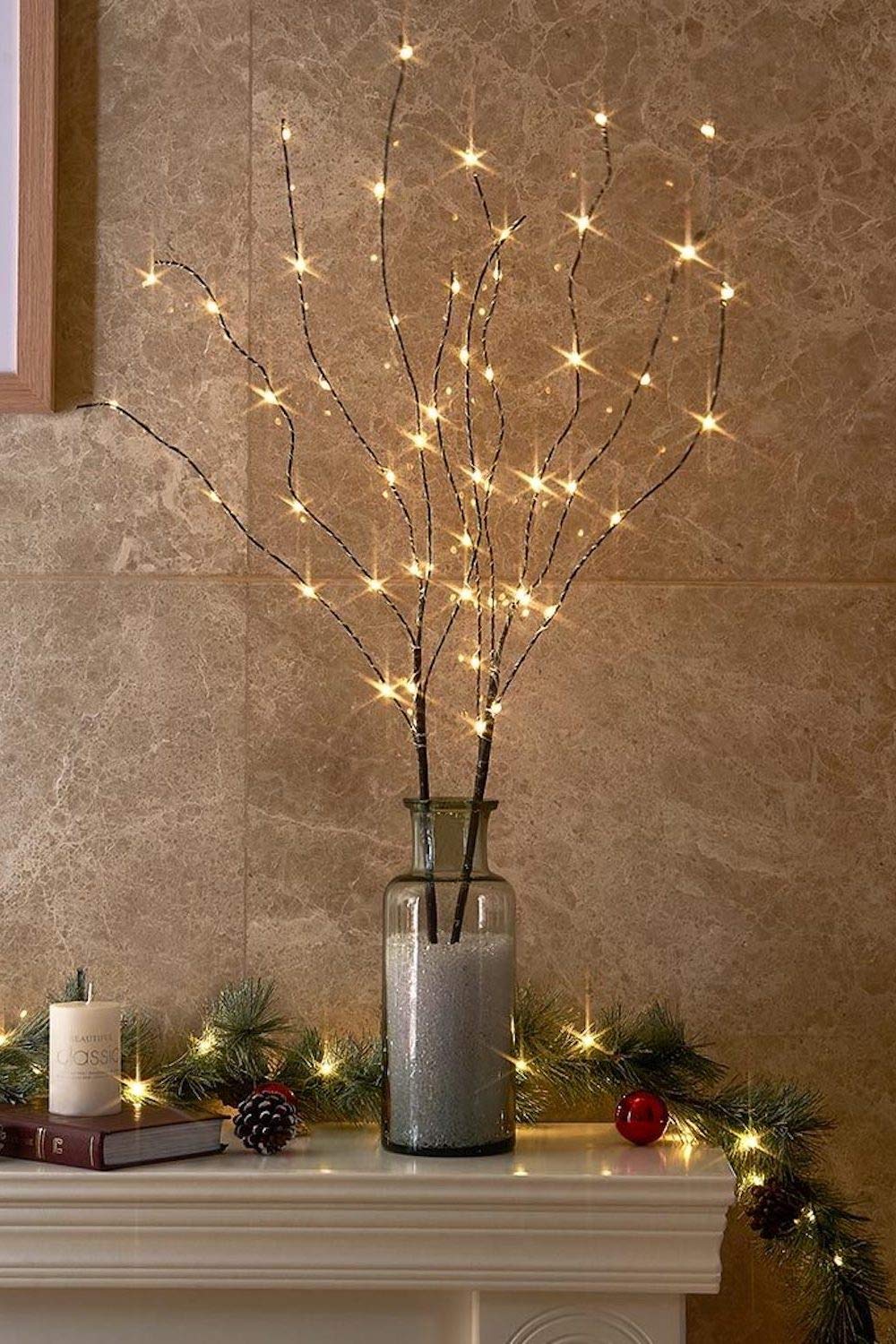 EAMBRITE 3PK 76cm Home Decorative Twig Lights Garden Stake Branch Lights with 60 Warm White LEDs Mains Powered Lighted Branches for Floor Vases Spring Xmas Decor Outdoor and Indoor