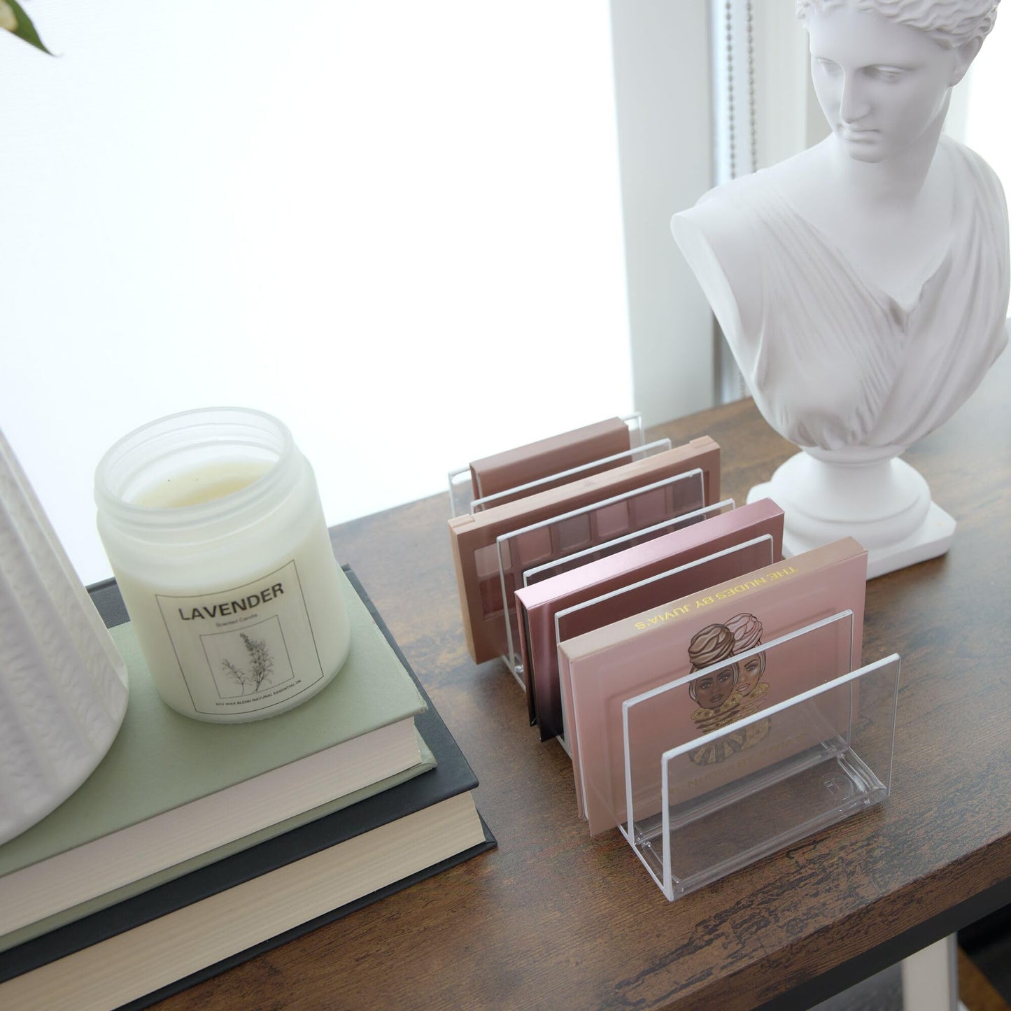 iDesign Storage Drawer from the Signature Series by Sarah Tanno, Rectangular PET Makeup Tray for Beauty Products, Cosmetic Organiser System, Clear/Matte White, 10.2 cm x 20.3 cm x 5 cm