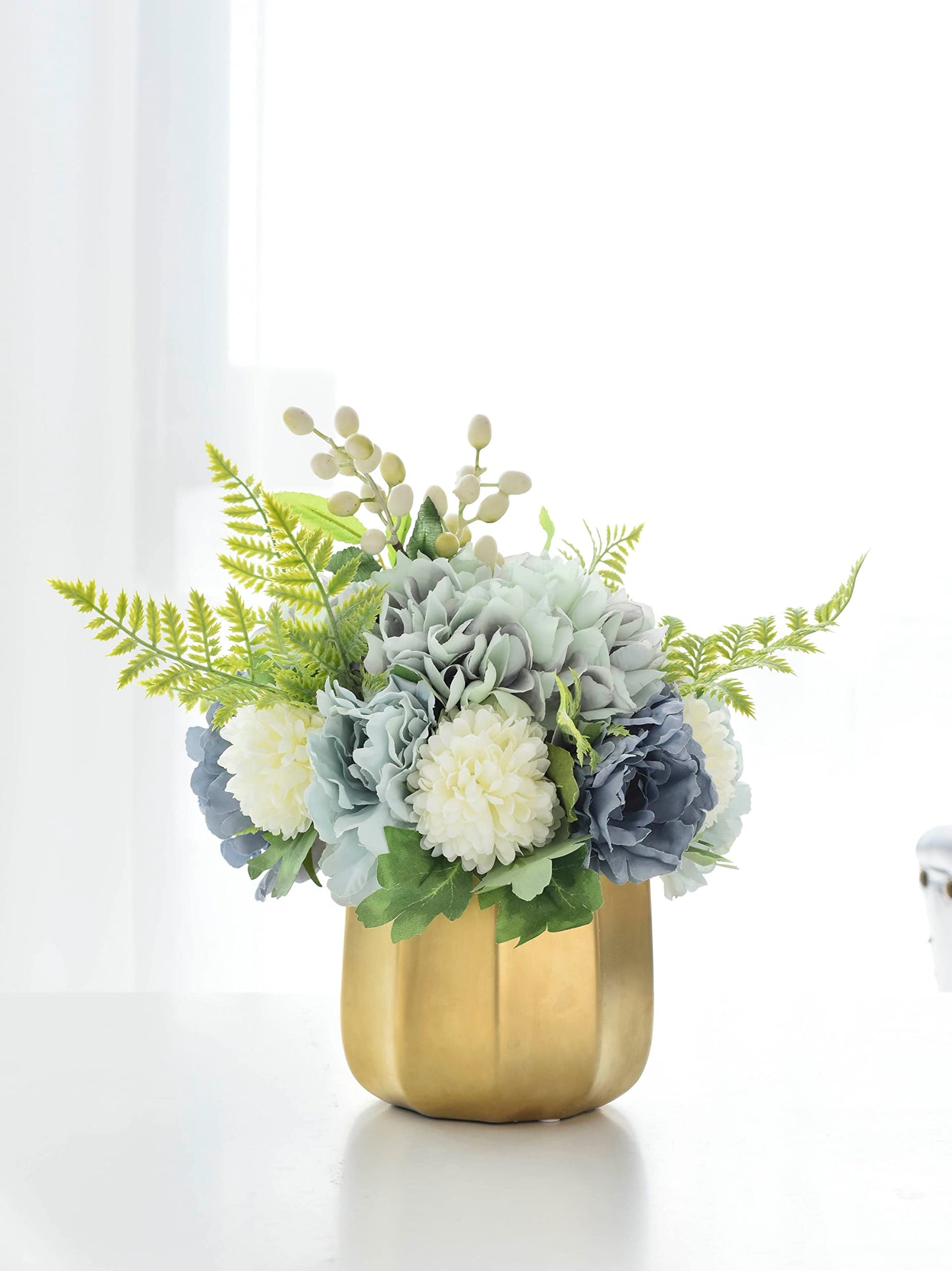 Artificial Flowers With Vase Faux Hydrangea Flower Arrangements for Home Garden Party Wedding Decoration