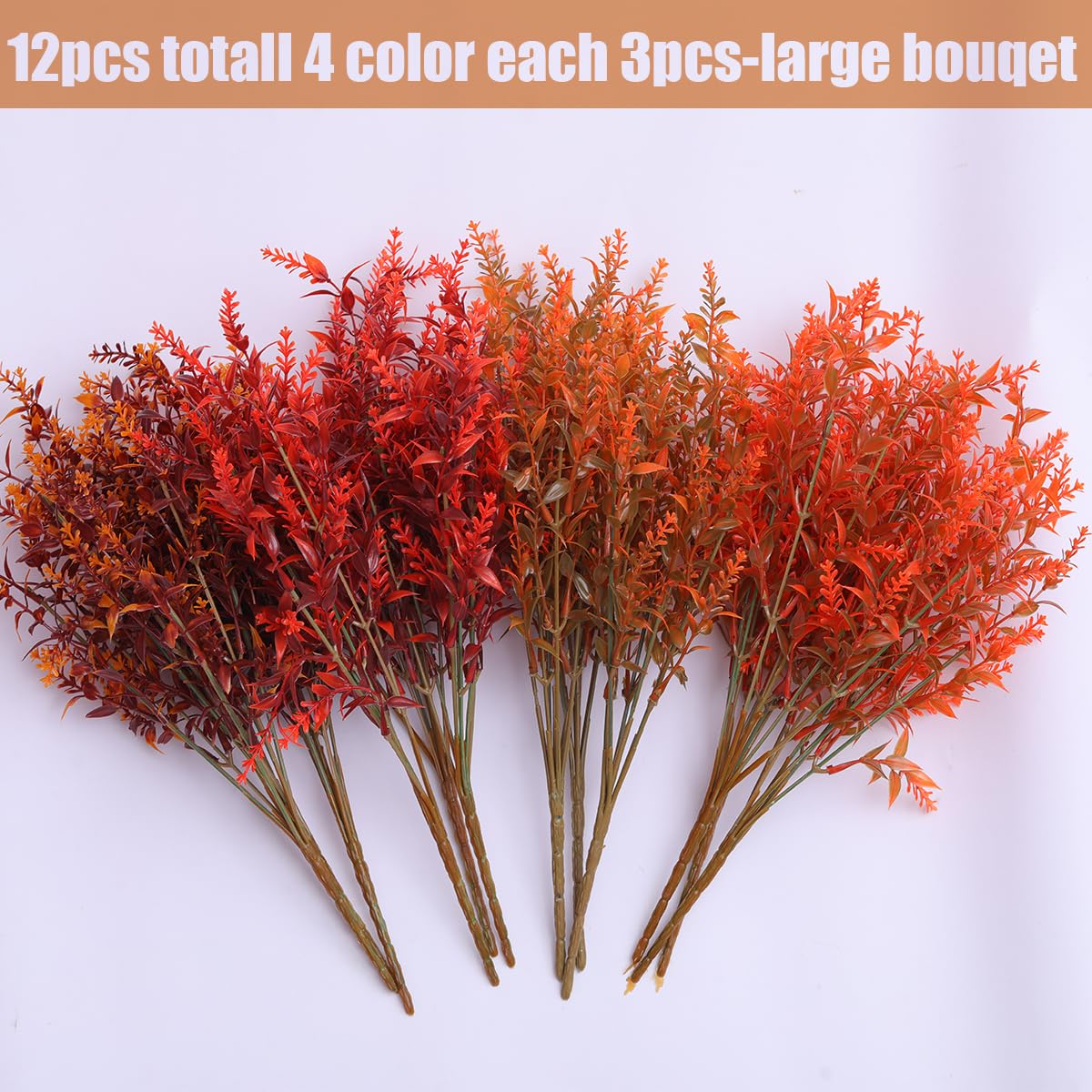 12 Bundles Artificial Fall Flowers No Fade Faux Autumn Plants,Fake Indoor Outdoor Greenery for Thanksgiving Christmas Wedding Party Home Garden Décor (Autumn)