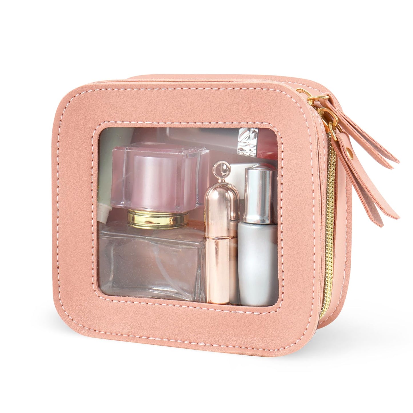 Clear Makeup Bag Travel Toiletries Bags for Women Cosmetic Bags with Double Zippers Waterproof Small Makeup Bag for Ladies Girls