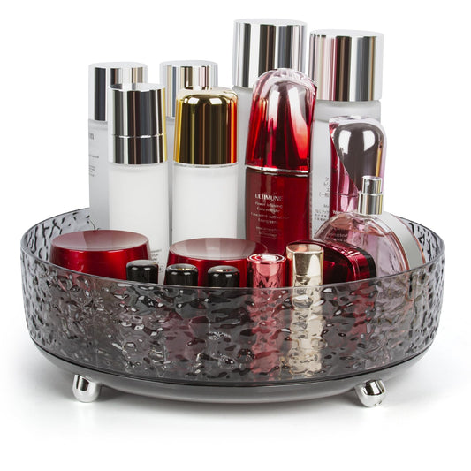 CECOLIC 360° Rotating Makeup Organizer, 11'' Lazy Susan Perfume Organizer Tray, Spinning Skincare Cosmetics Storage Organizer for Vanity, Dresser and Bathroom Countertop (Clear)