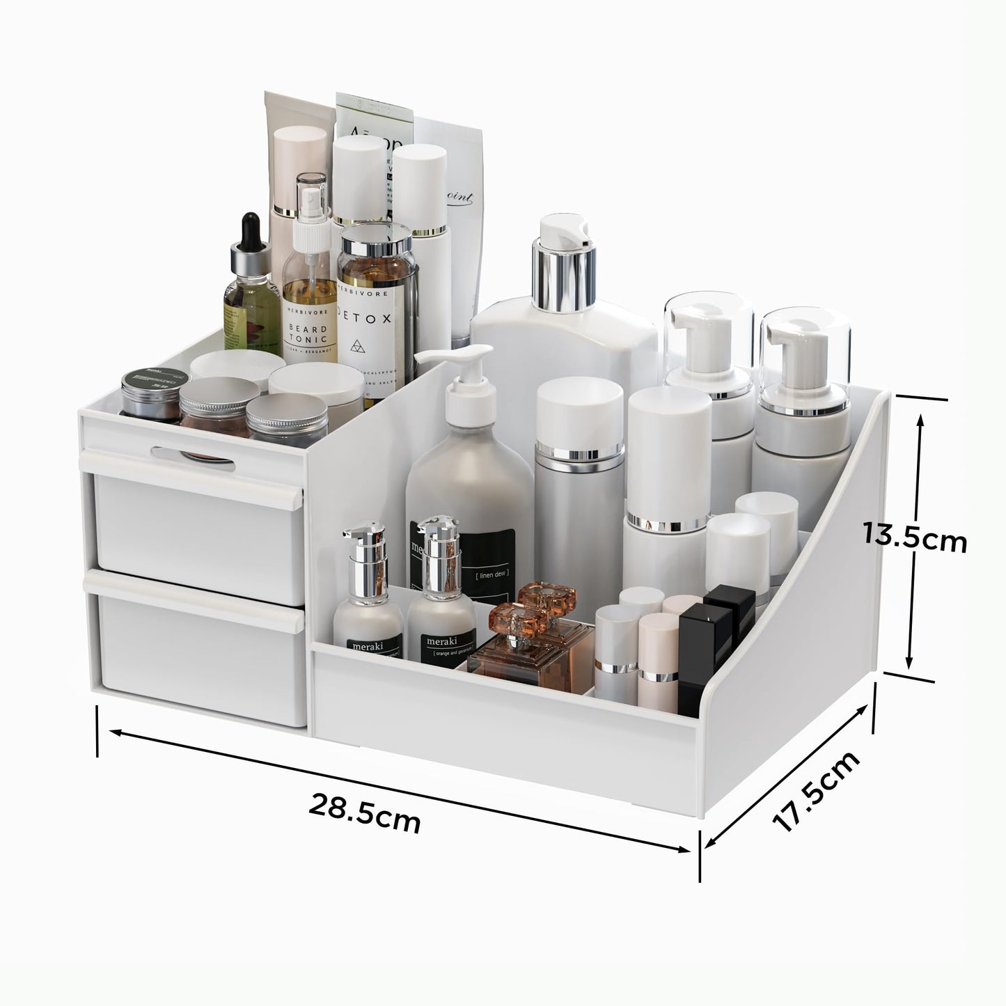 Makeup Organizer Storage Drawers, Large Capacity Cosmetic Organisers for Lipsticks, Jewelry, Nail Care, Skincare Organiser for Vanity, Ideal Desk Organizer for Dresser and Bathroom