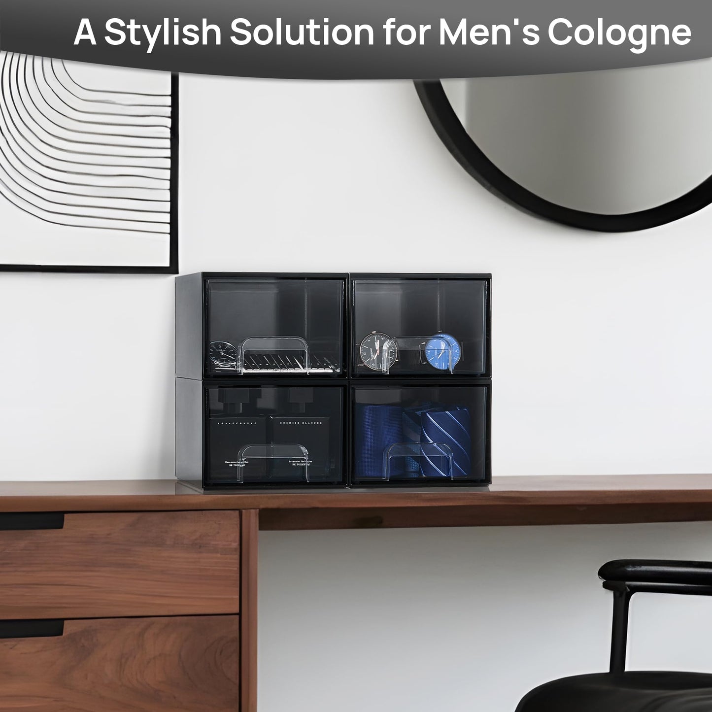 Vtopmart 3 Pack Clear Small Stackable Storage Drawers, Acrylic Bathroom Makeup Organiser, Plastic Storage Box For Vanity, Under Sink, Kitchen Cupboard, Pantry, Home Organization