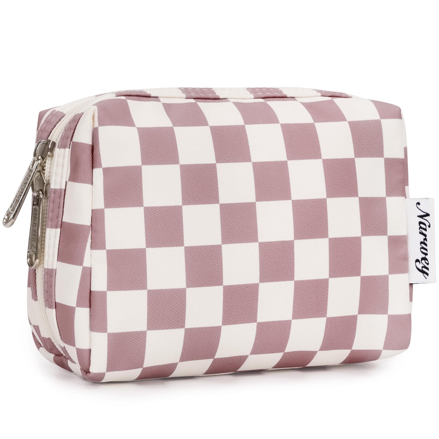 Large Makeup Bag Zipper Pouch Travel Cosmetic Organizer for Women (Mint Green Checkerboard, Large)