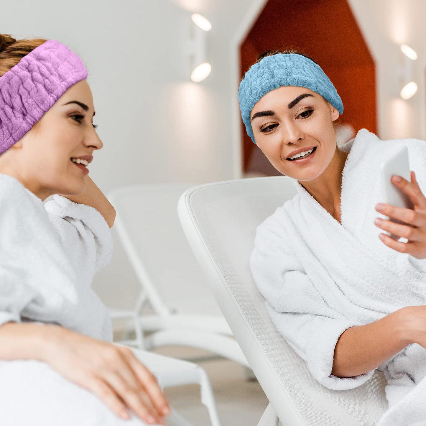 Chuangdi 3 Pieces Spa Headband for Women Facial Makeup Headband Soft Terry Cloth Hairband for Washing Face Mask Spa Shower Gifts(Light Orange, Light Purple, Light Green)