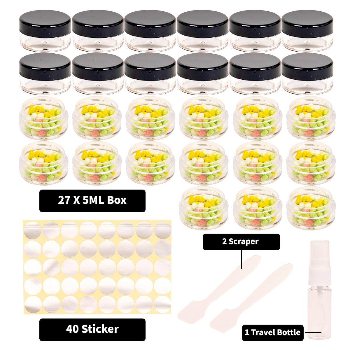 70 Pcs Empty Plastic Cosmetic Jars, 5ml Sample Containers Pots Bottles,sample pots for cosmetics, Travel Cosmetic Jar Pots with Lids,travel pots for cream,travel cream pots for toiletries