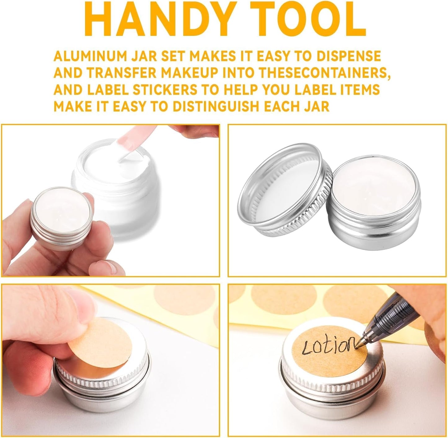 Sebudion 30Pcs 5ml Aluminum Cosmetic Pots with Leak-Proof Screw Lids,Travel Sample Containers,Portable Mini Storage Jars for Lip Balm, Creams and Makeup