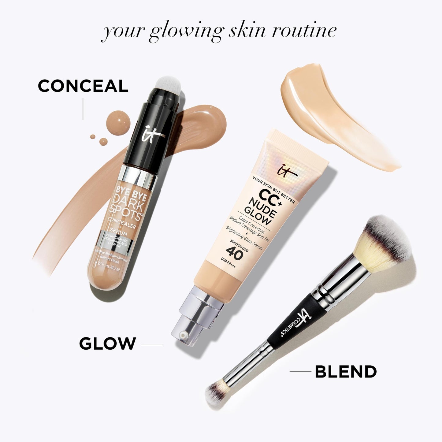IT Cosmetics Your Skin But Better CC+ Cream Nude Glow, SPF 40, Lightweight Medium Coverage Foundation with 90% Skincare Base & 2% Niacinamide, for Brighter, Hydrated Skin, 32Ml