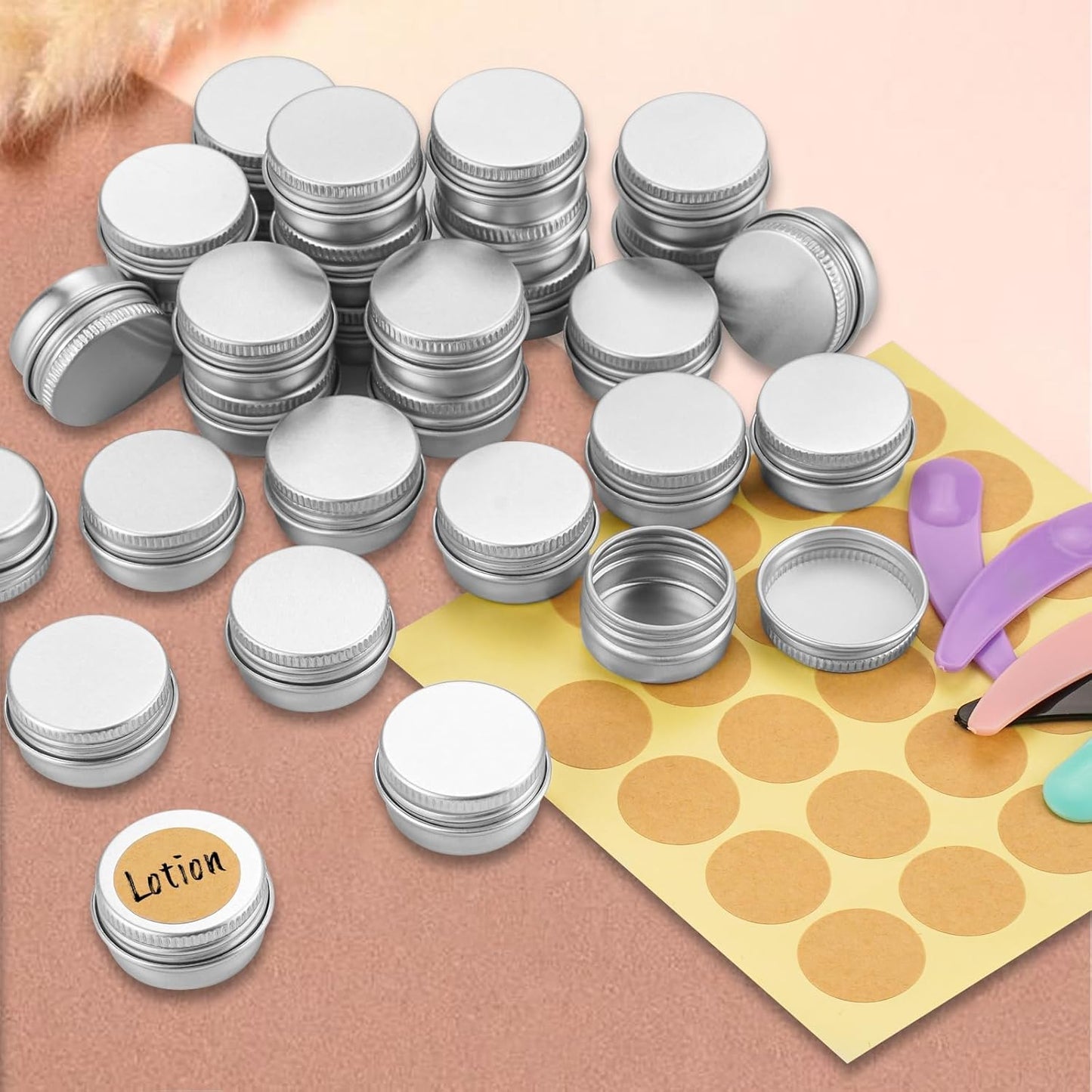 Sebudion 30Pcs 5ml Aluminum Cosmetic Pots with Leak-Proof Screw Lids,Travel Sample Containers,Portable Mini Storage Jars for Lip Balm, Creams and Makeup