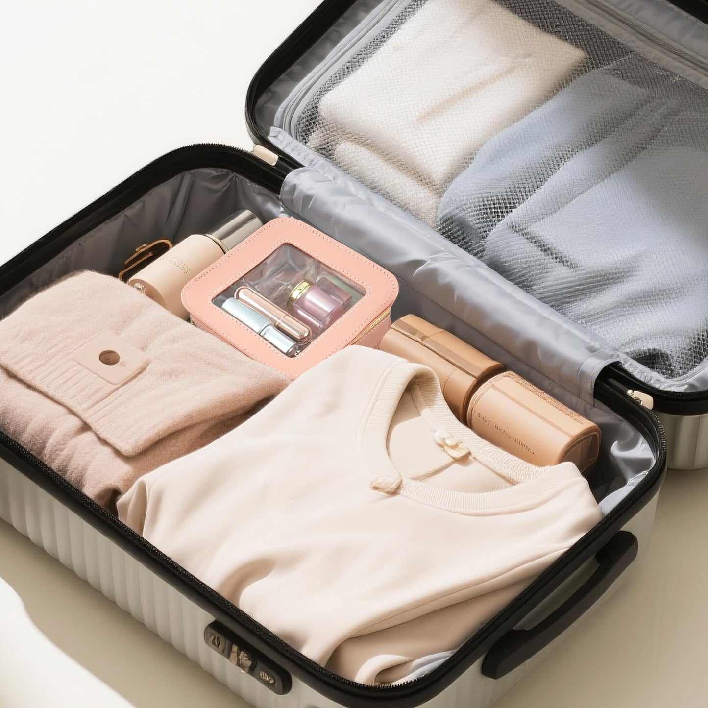 Clear Makeup Bag Travel Toiletries Bags for Women Cosmetic Bags with Double Zippers Waterproof Small Makeup Bag for Ladies Girls