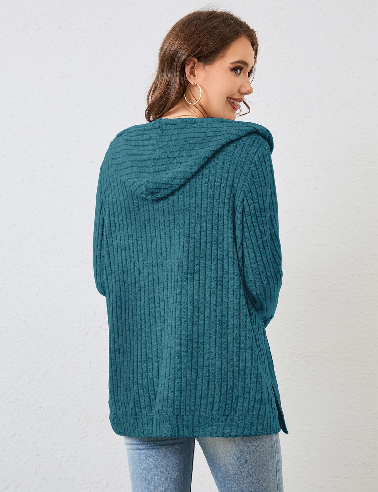 Flikity Womens Cardigans Zip Up Ladies Hoodies with Large Pockets Long Sleeve Tunic Tops Ladies Lightweight Jackets Casual Work Clothes M-XXL