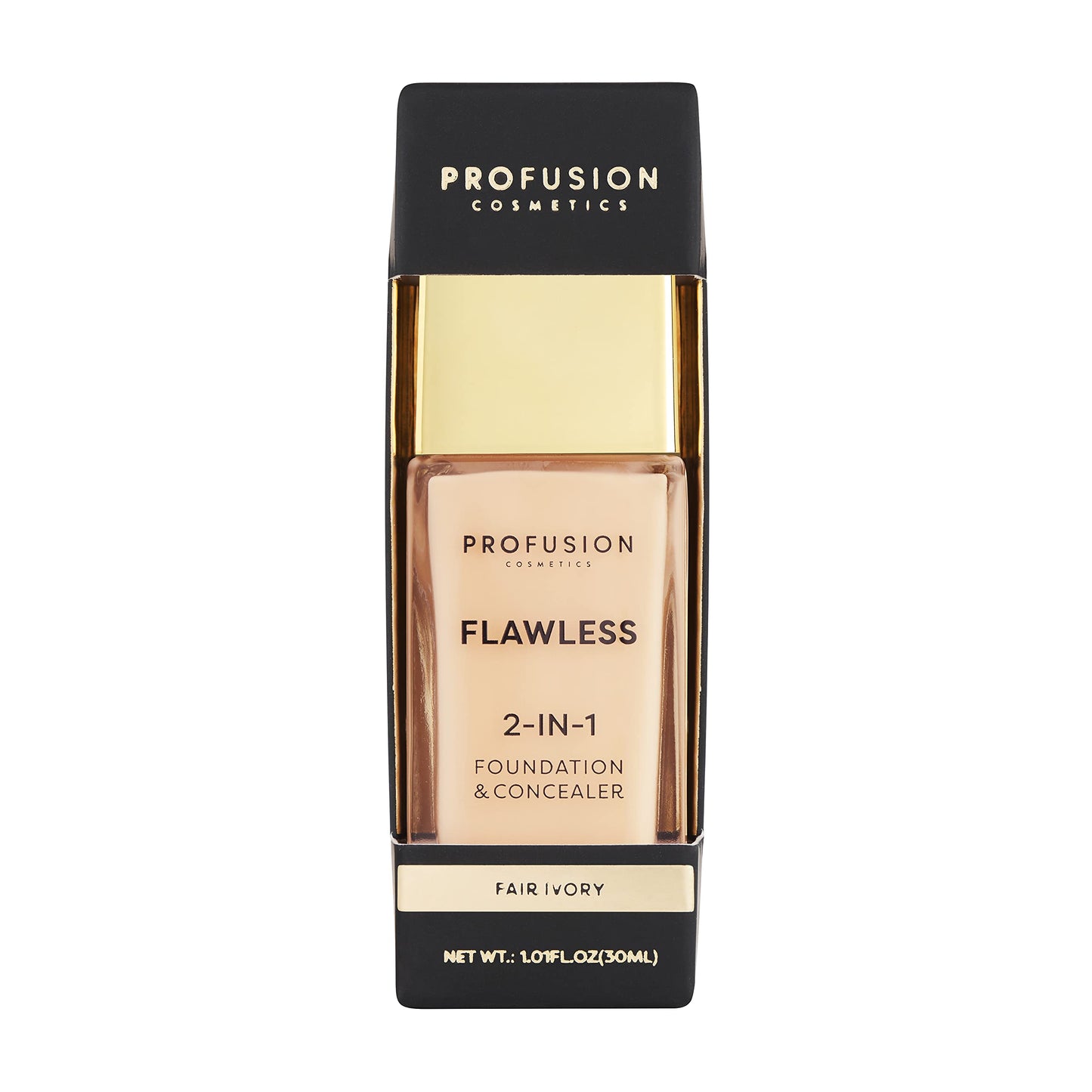 Profusion Cosmetics 2-In-1 Foundation and Concealer for Medium Deep Skin Tone, Flawless Full Coverage and Matte Finish with Convenient Solution for Achieving Polished Look - Golden Tan