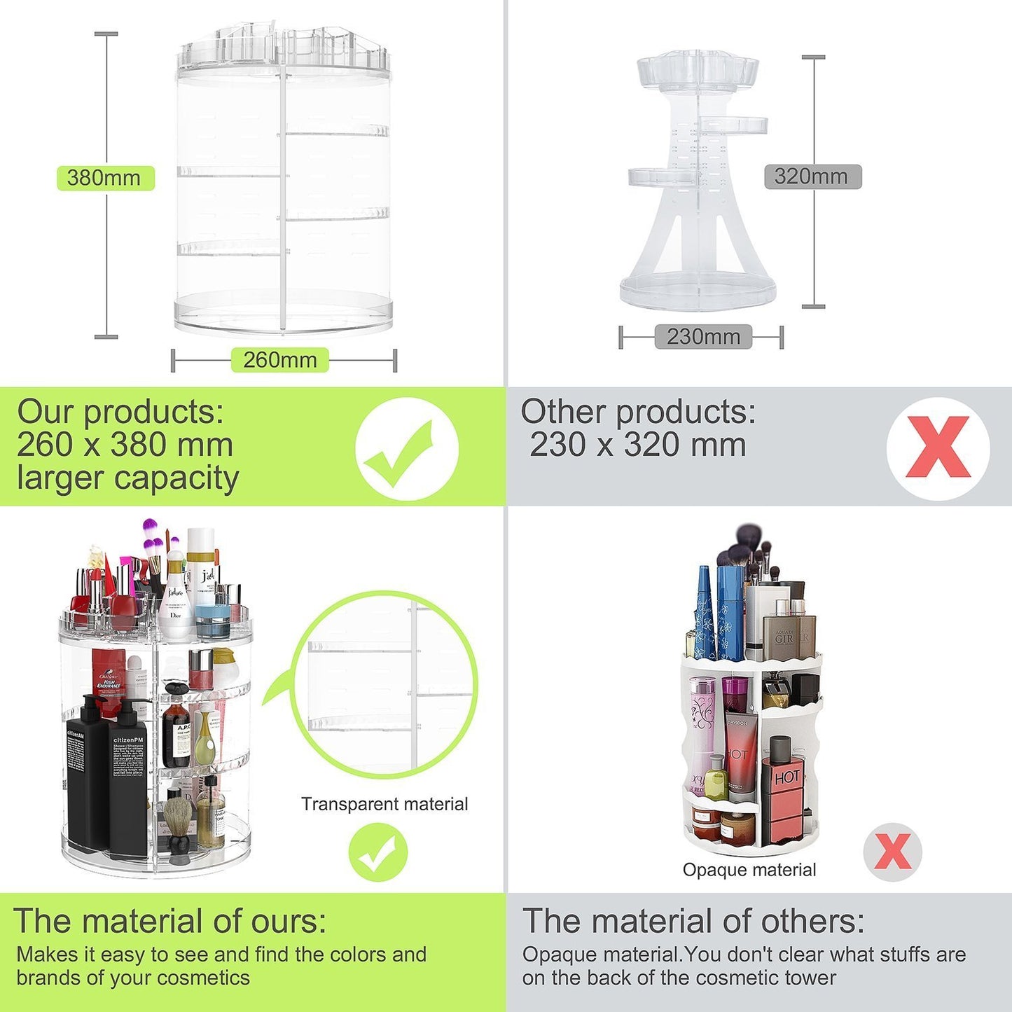 Boxalls Rotating Make-Up Organizer, Large Capacity 360 Degree Cosmetic Make-Up Storage, Adjustable 8 Layers Storage Box Makeup Organizer – Large Size