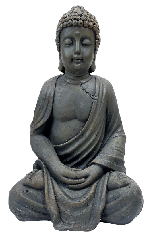 Sitting Buddha Garden Ornament Outdoor Statue Indoor Home Decor Bronzed Effect Figurine Table top Thai Meditating Décor Zen Weather Resistant 25cm Tall
