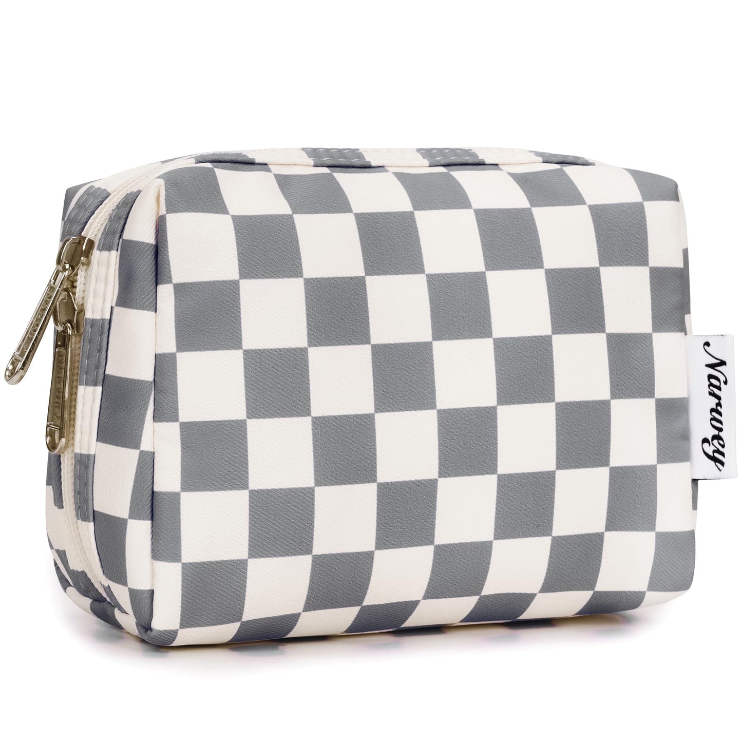 Large Makeup Bag Zipper Pouch Travel Cosmetic Organizer for Women (Mint Green Checkerboard, Large)