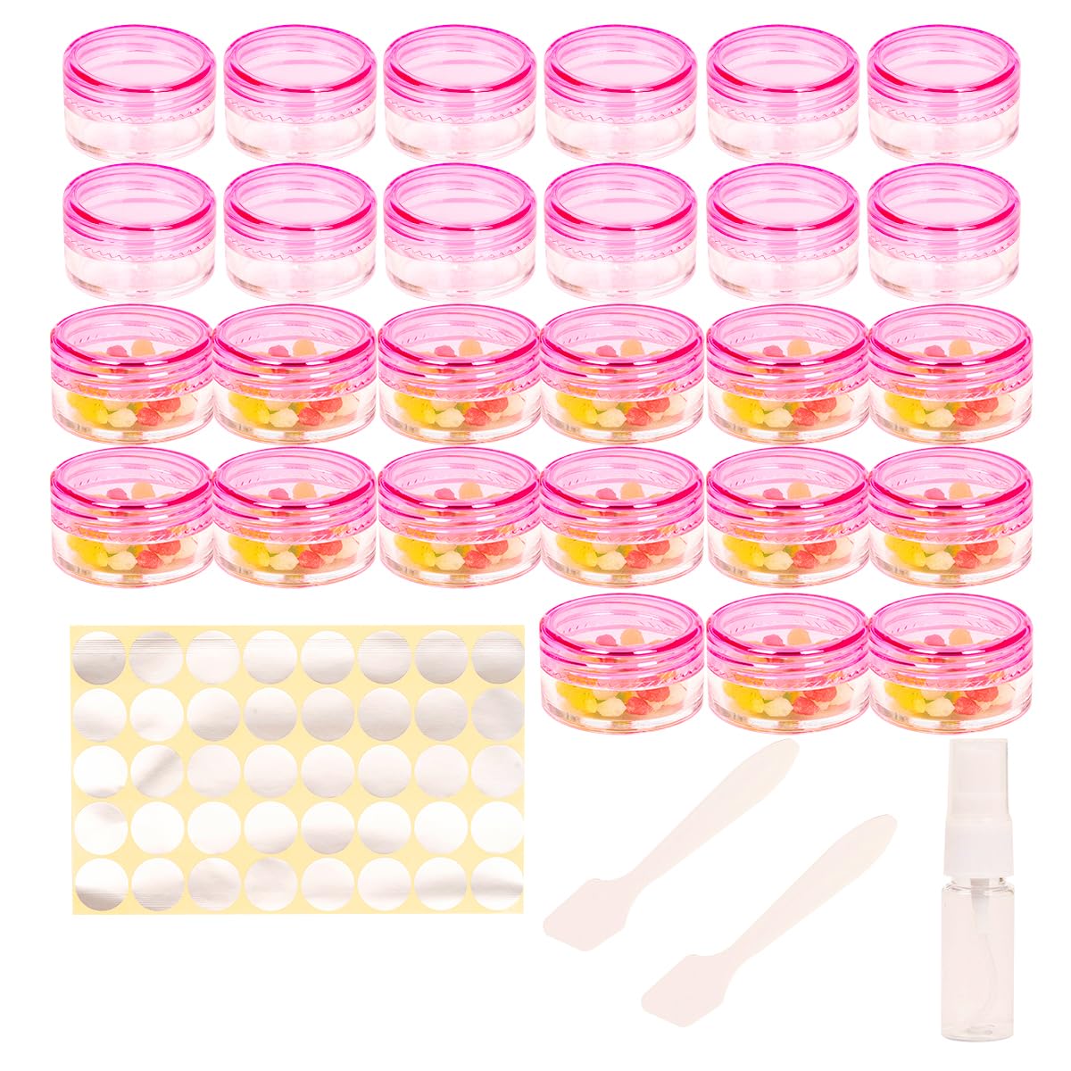 70 Pcs Empty Plastic Cosmetic Jars, 5ml Sample Containers Pots Bottles,sample pots for cosmetics, Travel Cosmetic Jar Pots with Lids,travel pots for cream,travel cream pots for toiletries