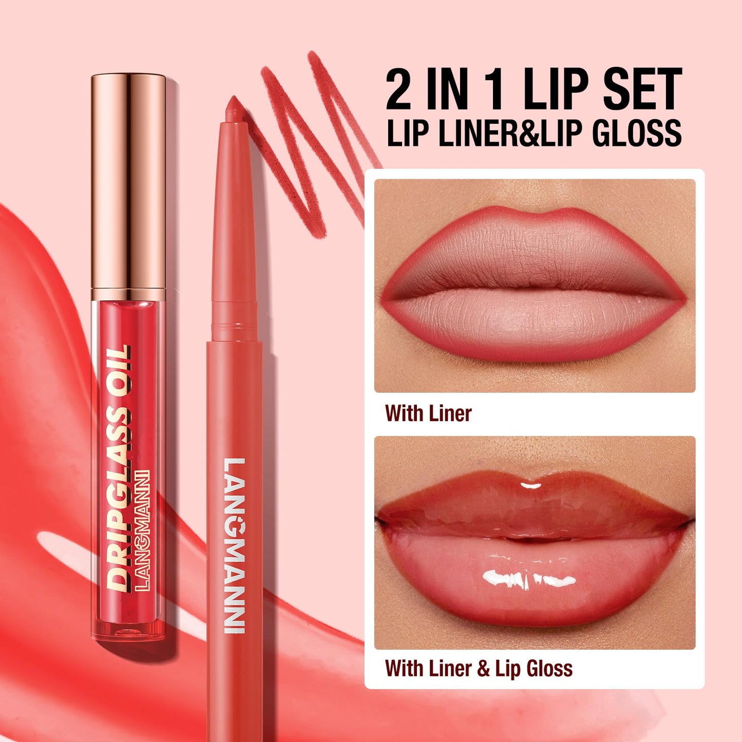 12 Pcs Hydrating Lip Oils + Lip Liner Pencil Combo Sets, Nude Lipliner Glass Lip Glosses Long Lasting Non-Fading Waterproof Lip Makeup Set Gift For Women