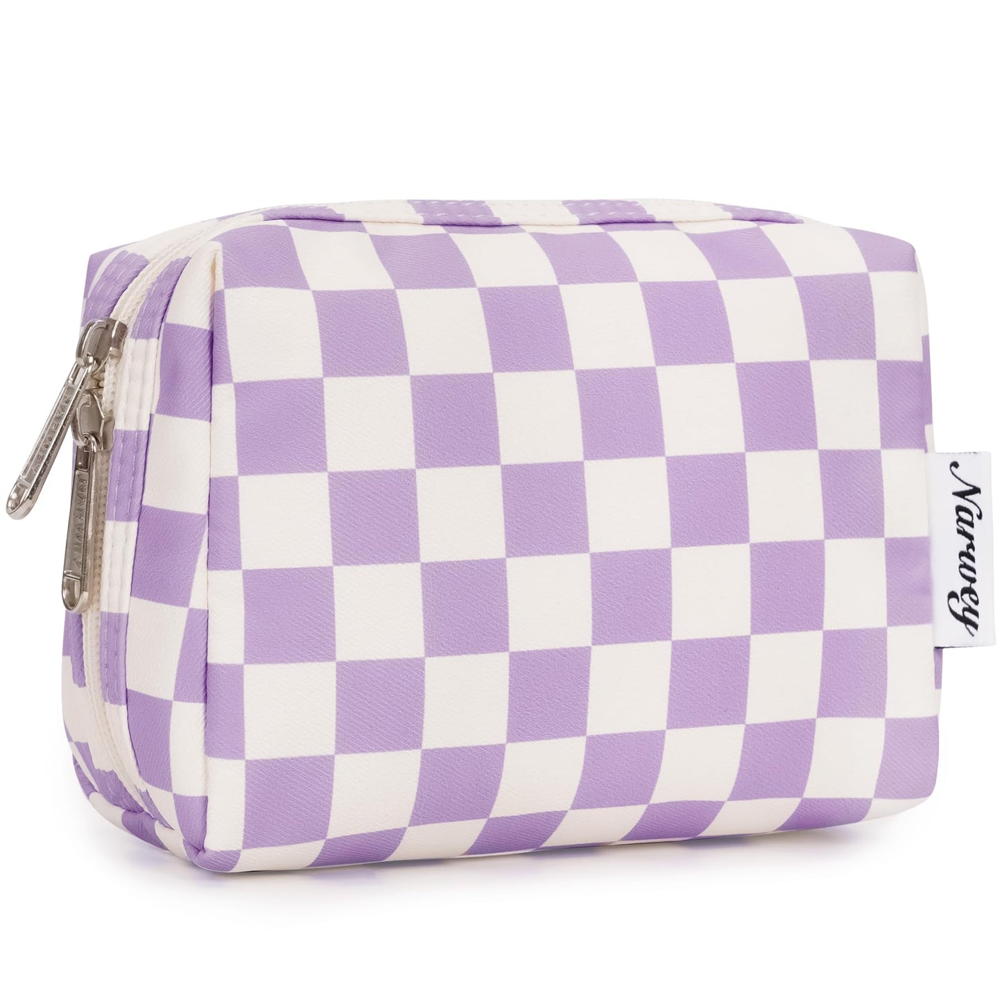 Large Makeup Bag Zipper Pouch Travel Cosmetic Organizer for Women (Mint Green Checkerboard, Large)