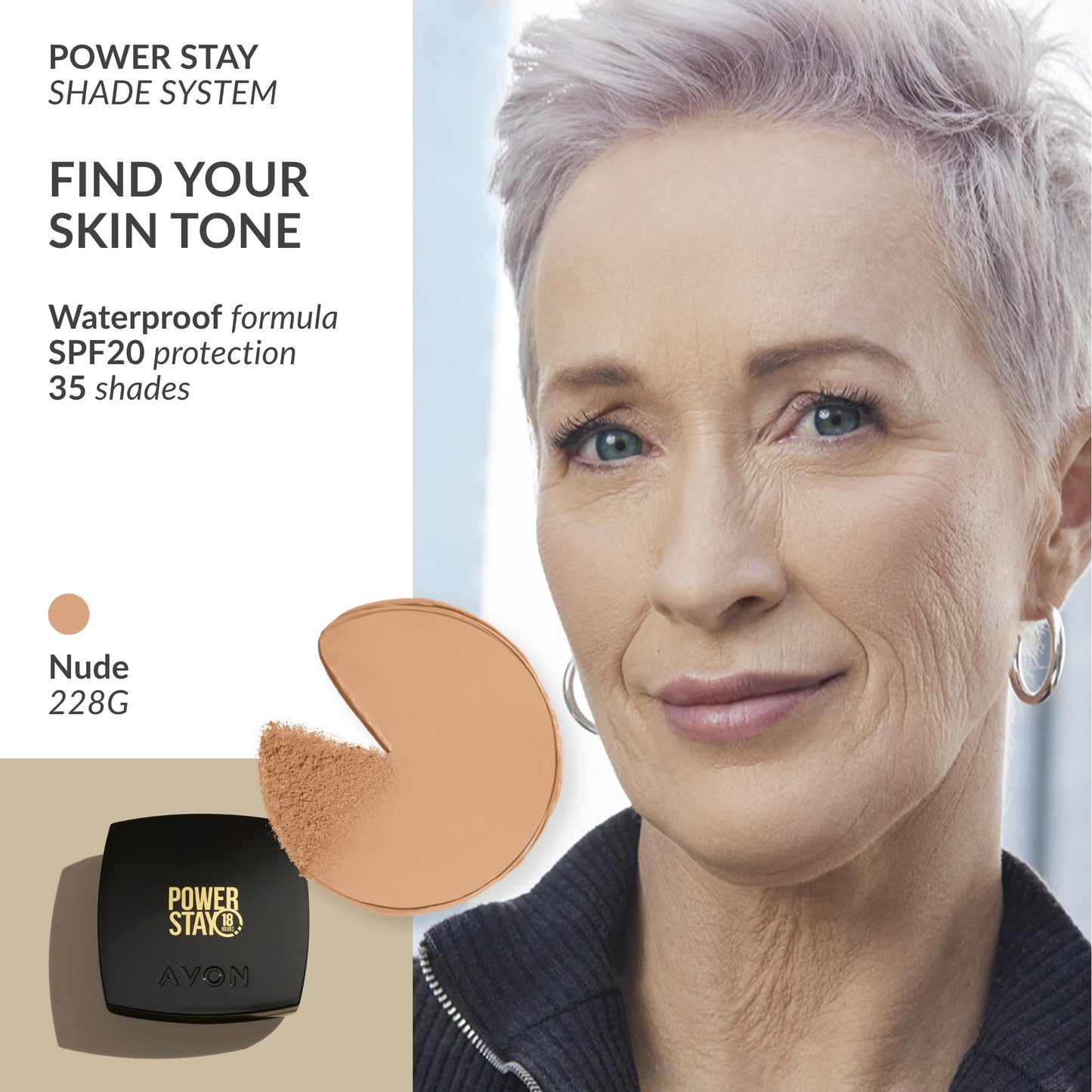 Avon True Flawless Cream To Powder Compact 3-in-1 Concealer, Foundation & Powder Nude - True Blue IQ Colour Technology